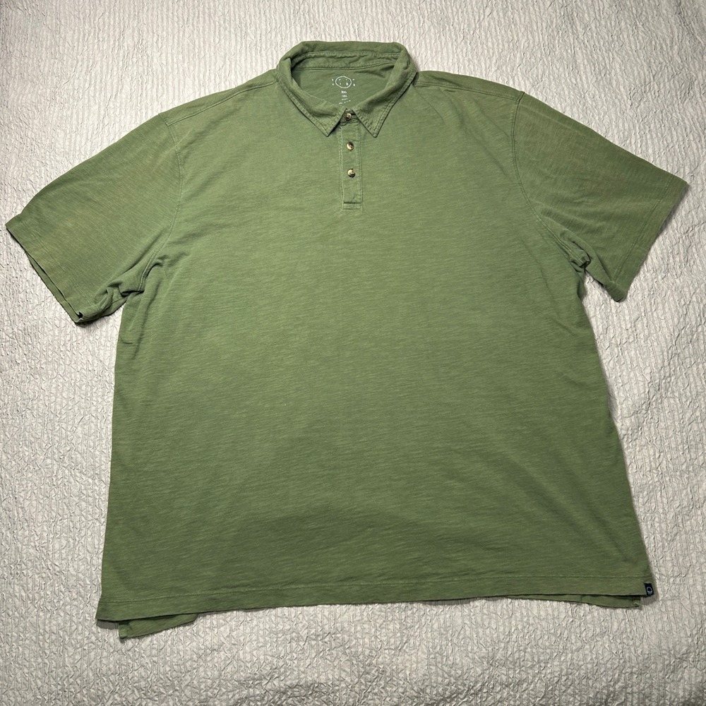 Even Tide Mens 3XL Tall Olive Green Cotton Slub Short Sleeve Polo Shirt